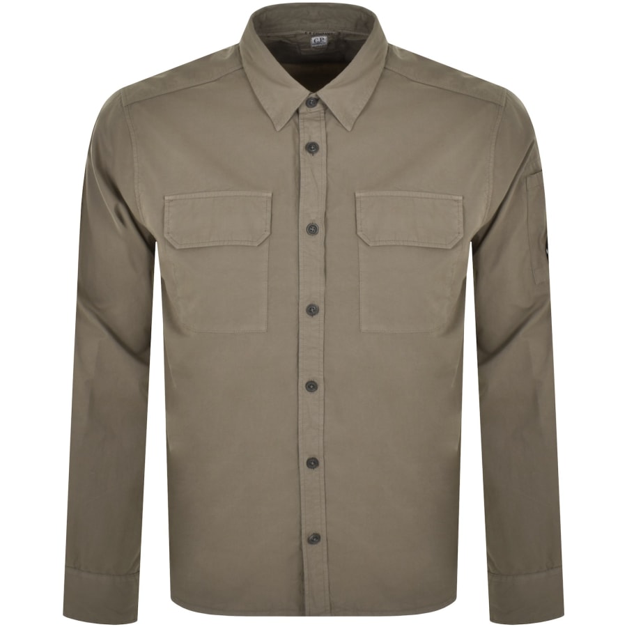 CP Company Gabardine Long Sleeve Shirt Brown Mainline Menswear Denmark